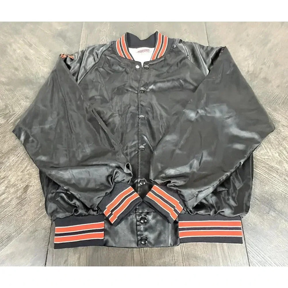 Vintage Rickwood Lumberjacks Satin Jacket Black & Orange Men's Large 42 44 USA - Picture 2 of 15